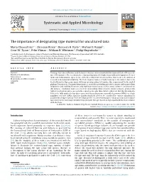 The Importance of Designating Type Material for Uncultured Taxa