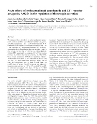 Acute Effects of Endocannabinoid Anandamide and CB1 Receptor Antagonist, AM251 in the Regulation of Thyrotropin Secretion
