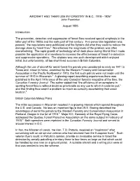 Aircraft and Their Use in Forestry in Bc