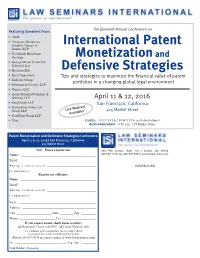 International Patent Monetizationand Defensive Strategies