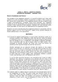 Level 6 - Unit 5 – Equity & Trusts Suggested Answers – January 2011