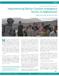 Implementing Better Counter-Insurgency Tactics in Afghanistan Hearts and Minds Are Just the Start