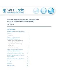 Practical Security Stories and Security Tasks for Agile Development Environments JULY 17, 2012