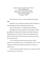 Remarks by the Honorable Sean O'keefe