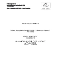 SILICONES USED for FOOD CONTACT APPLICATIONS Version 1 Œ 10.06.2004