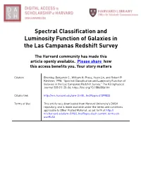 Spectral Classification and Luminosity Function of Galaxies in the Las Campanas Redshift Survey