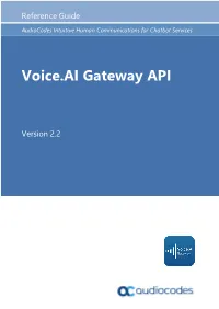 Voice.AI Gateway API Reference Guide Version
