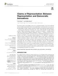 Between Representation and Democratic Innovations