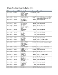Check Register Year to Date: 2016