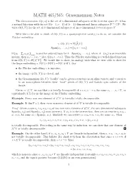 MATH 465/565: Grassmannian Notes