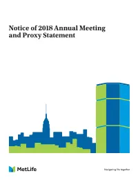 Metlife Proxy Statement 2018