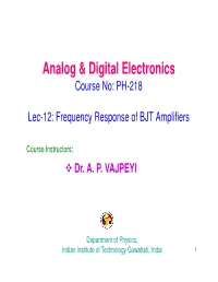 PH-218 Lec-12: Frequency Response of BJT Amplifiers
