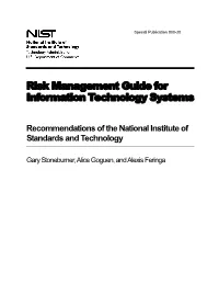 Risk Management Guide for Information Technology Systems