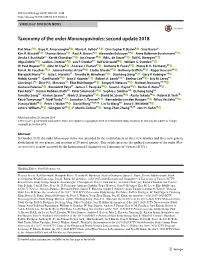 Taxonomy of the Order Mononegavirales: Second Update 2018