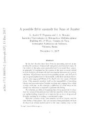 A Possible Flyby Anomaly for Juno at Jupiter