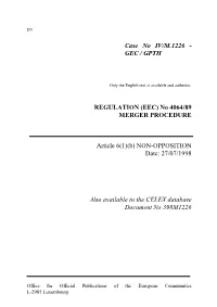 Case No IV/M.1226 - GEC / GPTH