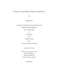 Design and Control of Hydronic Radiant Cooling Systems