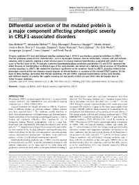 Differential Secretion of the Mutated Protein Is a Major Component Affecting Phenotypic Severity in CRLF1-Associated Disorders