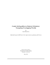 Gender In/Equalities in Modern Orthodoxy: Navigating Overlapping Worlds