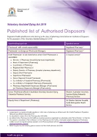Published List of Authorised Disposers