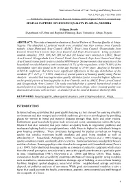 Spatial Pattern of Housing Quality in Abuja, Nigeria