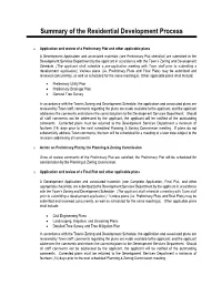 Summary of the Residential Development Process