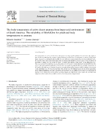 The Body Temperature of Active Desert Anurans from Hyper-Arid