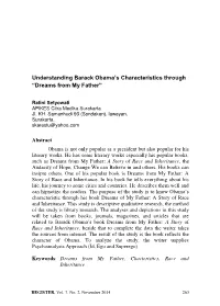 Understanding Barack Obama's Characteristics Through —Dreams