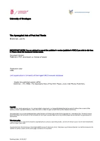 University of Groningen the Apocryphal Acts of Paul and Thecla