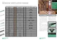 Window Ventilator Range