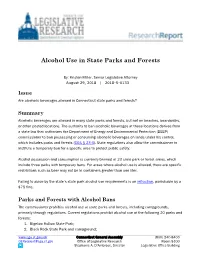 Alcohol Use in State Parks and Forests