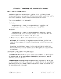 Donnellan: “Reference and Definite Descriptions”