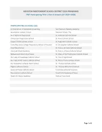 PNP Participating Title I, Part a Schools (SY 2019–2020)