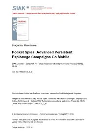 Pocket Spies. Advanced Persistent Espionage Campaigns Go Mobile