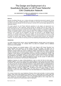 Quadrature Booster on UK Power Networks’ 33Kv Distribution Network