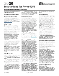 2020 Instructions for Form 6251