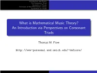 An Introduction Via Perspectives on Consonant Triads