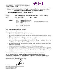 I. Denomination of the Event √ Ii. General Conditions
