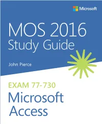 MOS Access 2016 Study Guide