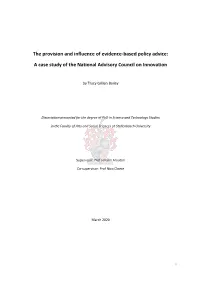 The Provision and Influence of Evidence-Based Policy Advice: a Case Study of the National Advisory Council on Innovation