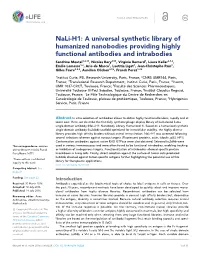 A Universal Synthetic Library of Humanized Nanobodies