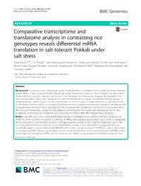 Comparative Transcriptome and Translatome Analysis in Contrasting
