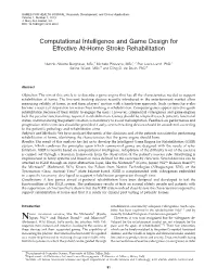 Computational Intelligence and Game Design for Effective At-Home Stroke Rehabilitation