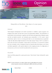 Geopolitics of the Moon: the Dawn of a New Space Era