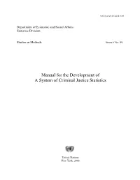 Manual for the Development of a System of Criminal Justice Statistics