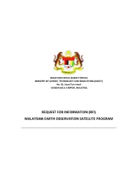 Request for Information (Rfi) Malaysian Earth Observation Satellite Program
