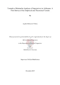 Towards a Minimalist Analysis of Imperatives in Afrikaans: a First Survey of the Empirical and Theoretical Terrain