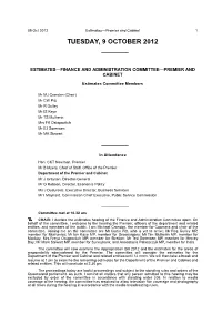 Transcript 9 October 2012 Estimates