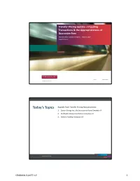 Transfer Pricing Update – Imputing Transactions & the Appropriateness