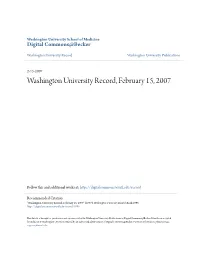 Washington University Record, February 15, 2007